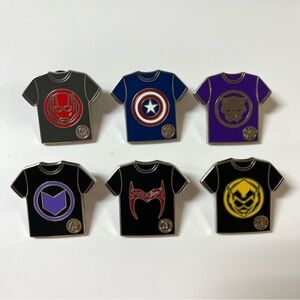 Marvel tee shirt pins Disney set of 6